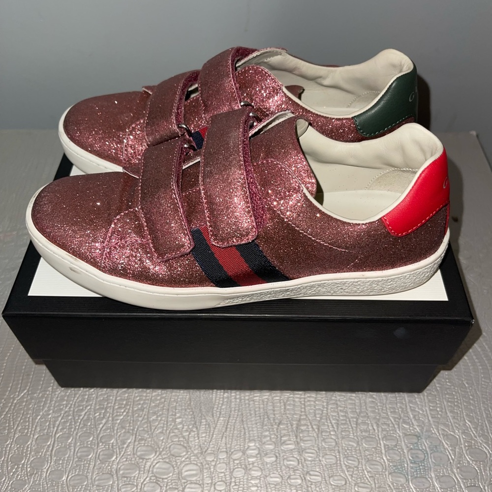 Girls Pink Glitter Gucci Sneakers